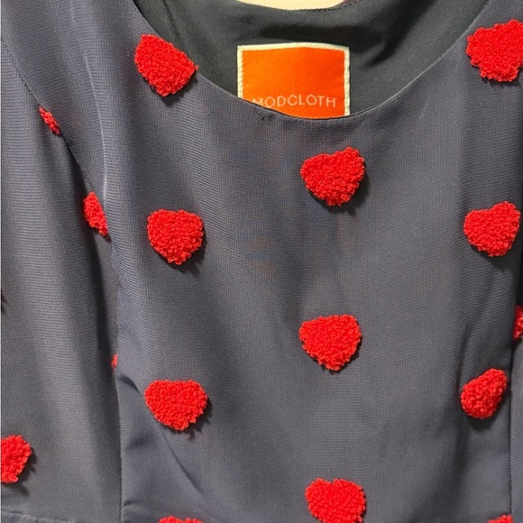 Modcloth Blue Sleeveless Scoop Neck Heart Sundress ❤️ - Picture 3 of 6